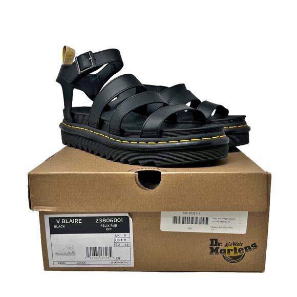 NEW Dr. Martens Vegan Blaire Felix Gladiator Flatform Sandals Black size 11 - Picture 11 of 12